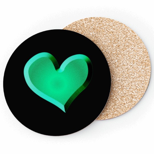 green heart icon glitter green Coasters