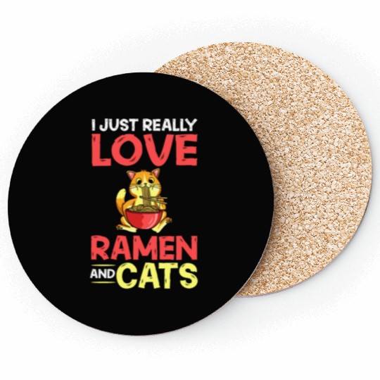 Ramen Cat Bowl Chicken Noodle Soup Japanese Coasters