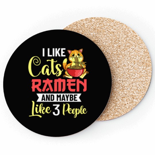Ramen Cat Bowl Chicken Noodle Soup Japanese Coasters