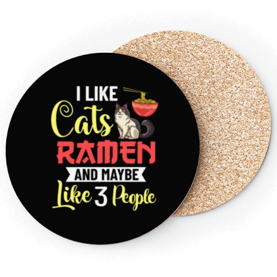 Ramen Cat Bowl Chicken Noodle Soup Japanese Coasters