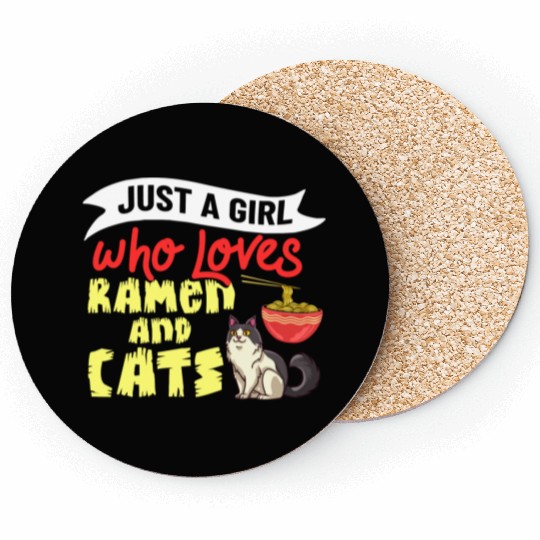 Ramen Cat Bowl Chicken Noodle Soup Japanese Coasters