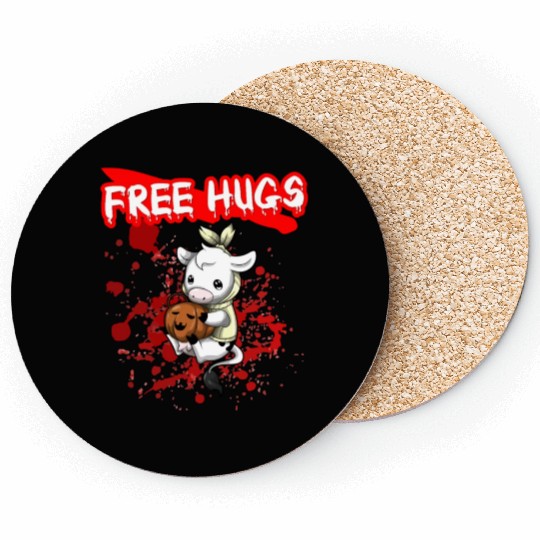 Free Hugs Halloween Sarcasm Scary Creepy Costume Coasters