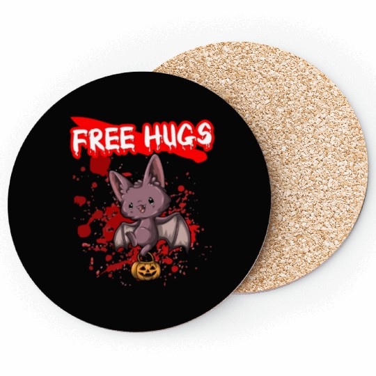 Free Hugs Halloween Sarcasm Scary Creepy Costume Coasters