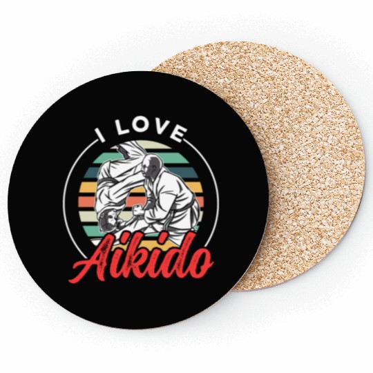 I Love Aikido Lover Fighter Training Martial Arts Coasters