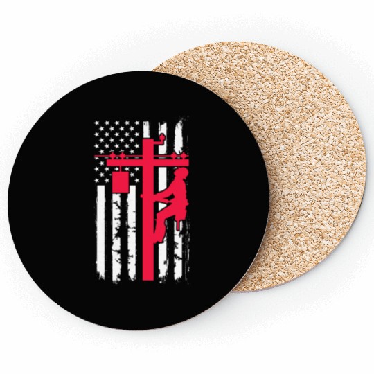 Lineman USA American Flag Coasters