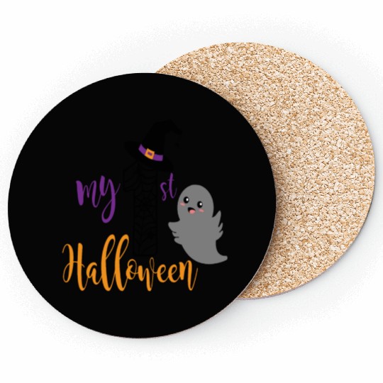 My 1st Halloween Creepy Ghost Birthday Kids Coasters