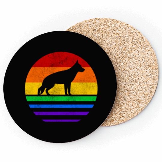 LGBT German Shepherd Rainbow Flag Coasters