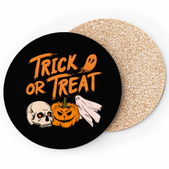 Halloween scary pumpkin head, skull and ghost Coasters