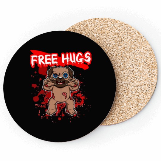 Free Hugs Halloween Sarcasm Scary Creepy Costume Coasters