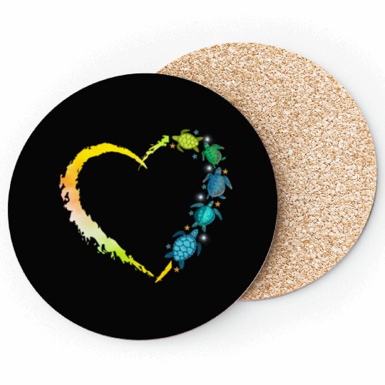 Sea Turtle Heart Animal Lover Coasters