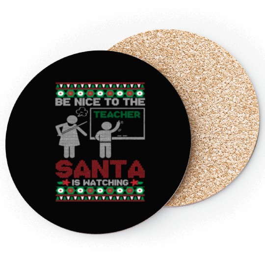 Funny Teacher Ugly Christmas Coasters