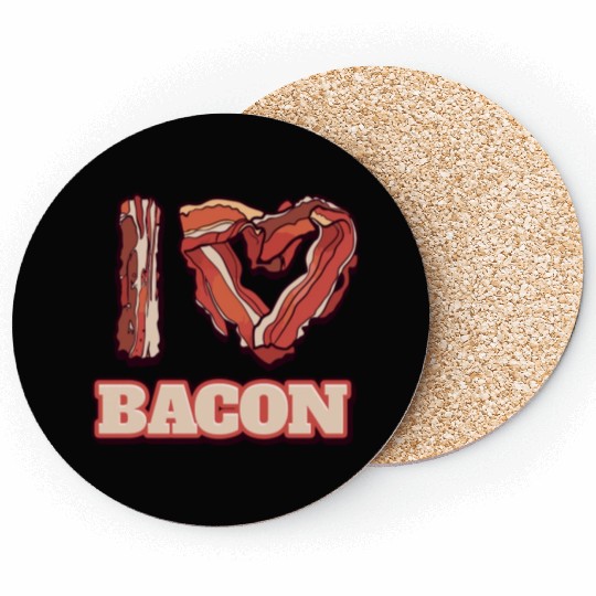 I Love Bacon Themed Words Funny American Meal Coasters
