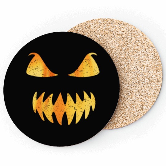 Retro Jack O Lantern Scary Carved Pumpkin Face Coasters