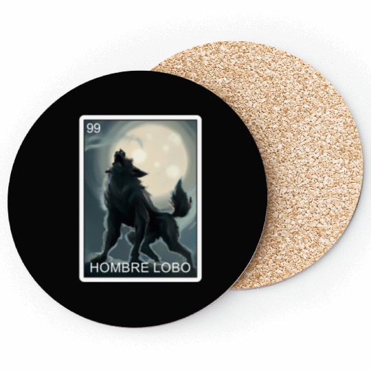 Hombre Lobo Werewolf Card Mexican Lottery Coasters