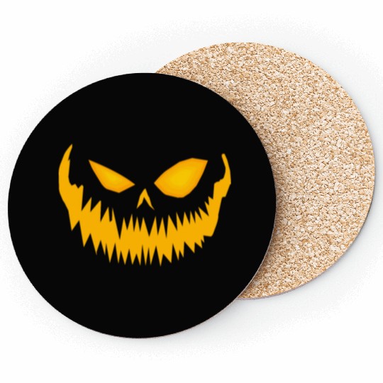 Jack O Lantern Spooky Pumpkin Face Halloween Coasters