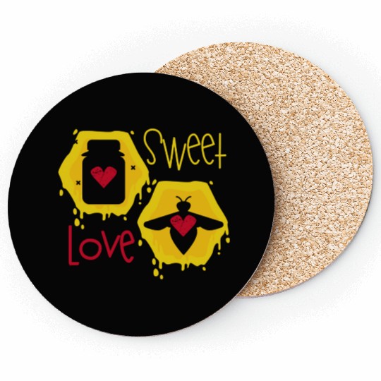 Sweet love yellow honey bee Coasters