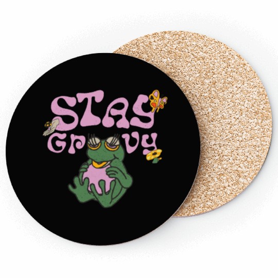 Stay Grvy - Pink Dark Green Typecentric Coasters