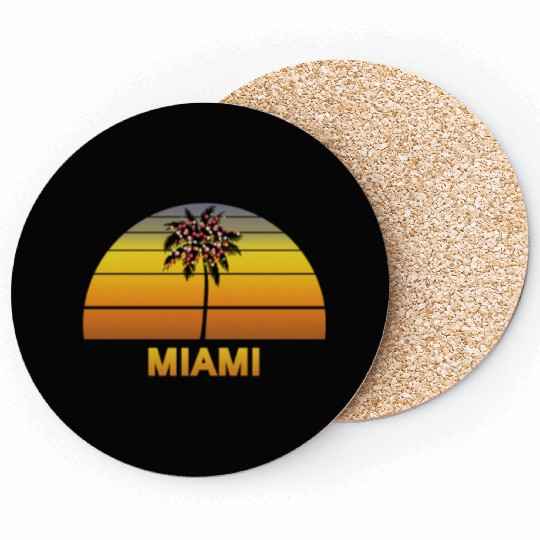 Miami Florida Palm Tree Christmas Lights Family Coasters