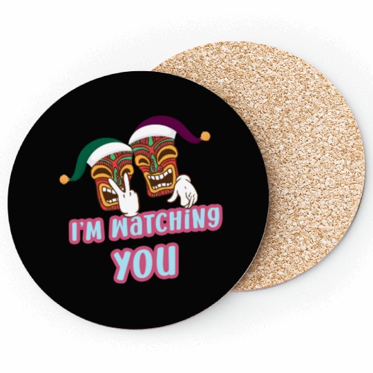 I'm Watching You Christmas In July Surfing Santa C Coasters