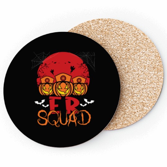 Emergency Squad Halloween Pumpkin Costume ER Nurse Coasters