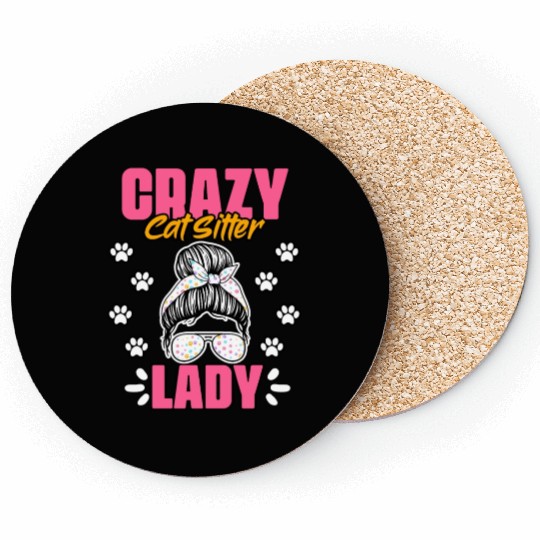 Crazy Cat Lady Funny Animal Sitting Humor For A Coasters