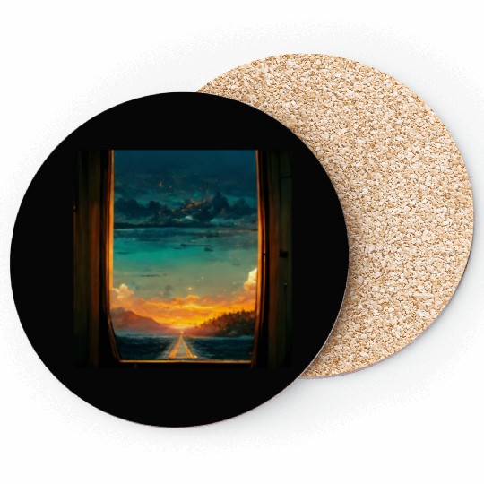 Paradise island painting Coasters