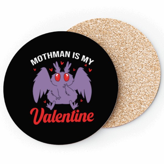 Funny Valentines Day Cryptid Cute Mothman Coasters