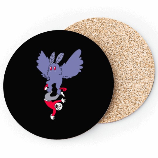 Mothman Abducting Human Goth Cryptid Funny Mothman Coasters