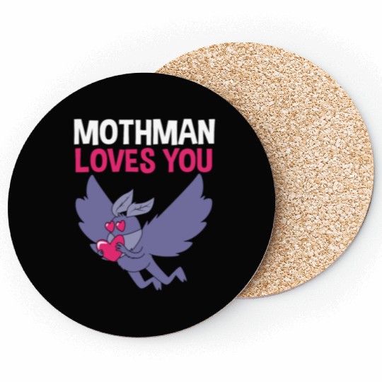 Mothman Loves You Valentines Day Cryptid For Women Coasters