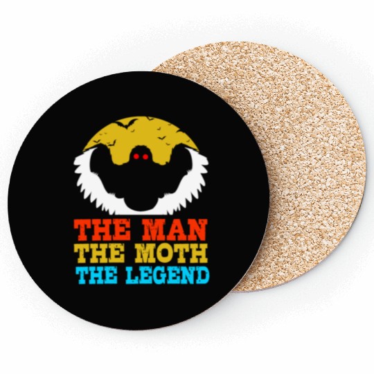 Retro Mothman Cryptid The Man The Moth The Legend Coasters