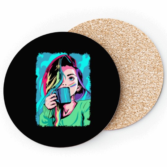 LGBT Gay Pride Kawaii Neko Anime Girl LGBTQ Coasters