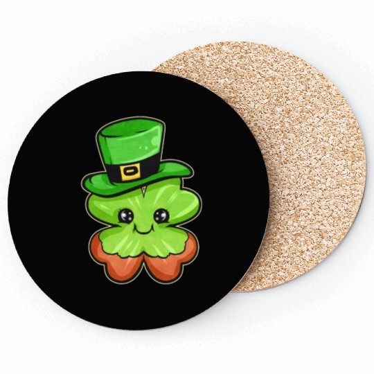 Shamrock Wearing Red Beard and Green Hat For Coasters