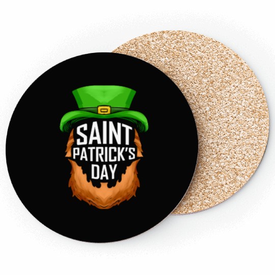 Red Beard And Green Hat Logo For St. Patricks Day Coasters