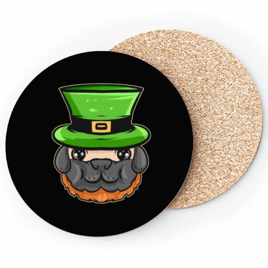 Kawaii Pug With Red Beard And Green Hat For St. Coasters