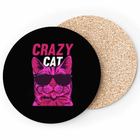 Cat Lover Cat Owner Funny Cat Meme I Crazy Cat Coasters