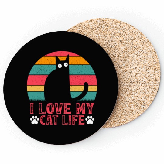 Funny Cat Meme Cat Owner Cat Lover I Love My Cat L Coasters