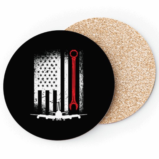 Aircraft Mechanic Flag Plane Aviation Pilot Planes Coasters