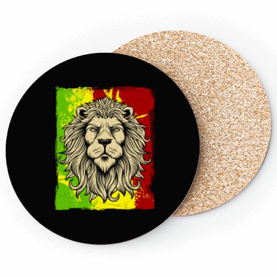 Reggae Jamaican Lion Rasta African Coasters