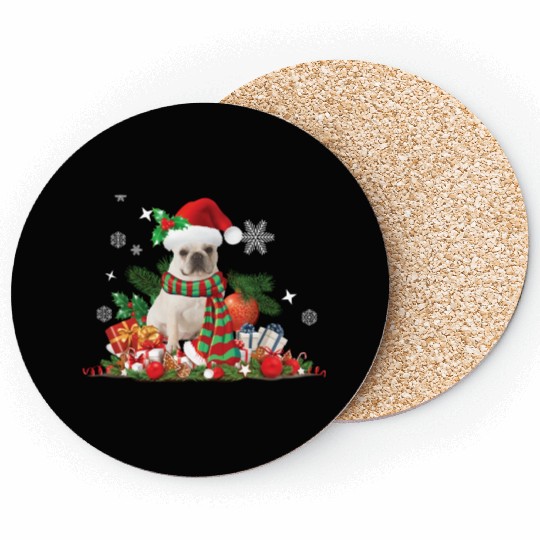 Christmas French Bulldog, Frenchie dog Coasters