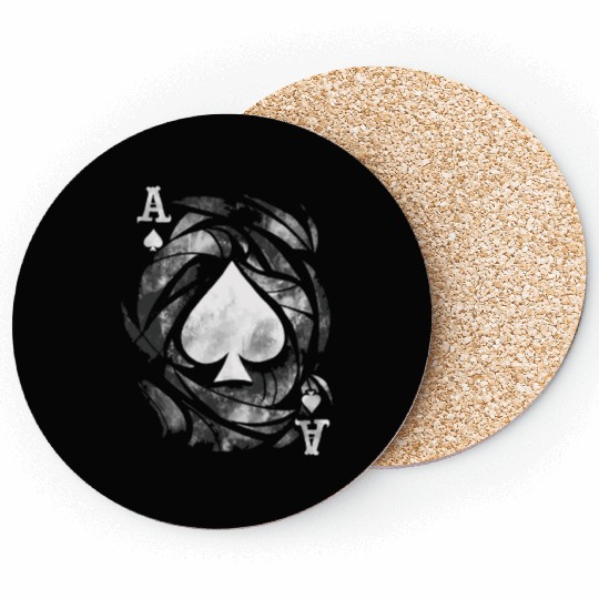 Ace Of Spades card Grunge Distressed Coasters