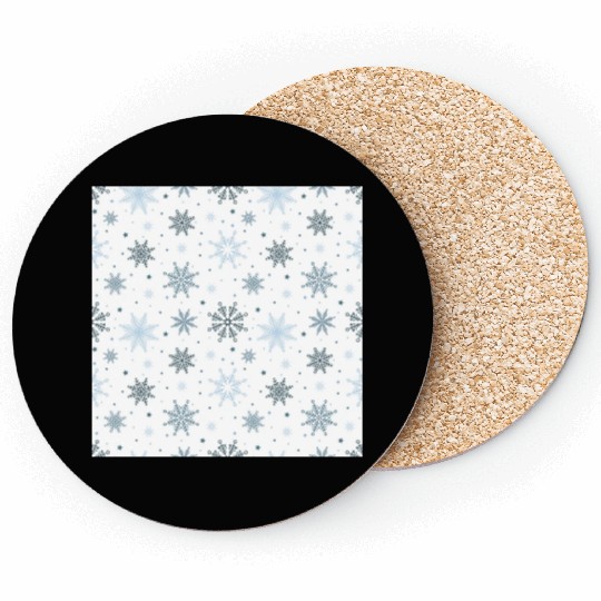 Modern Snowflakes Pattern White Blue Coasters