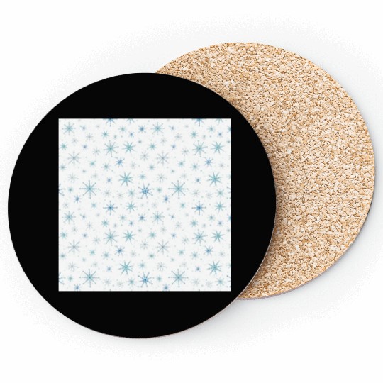 Modern Snowflakes Pattern White Blue Coasters