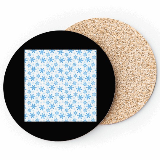 Modern Snowflakes Pattern White Blue Coasters