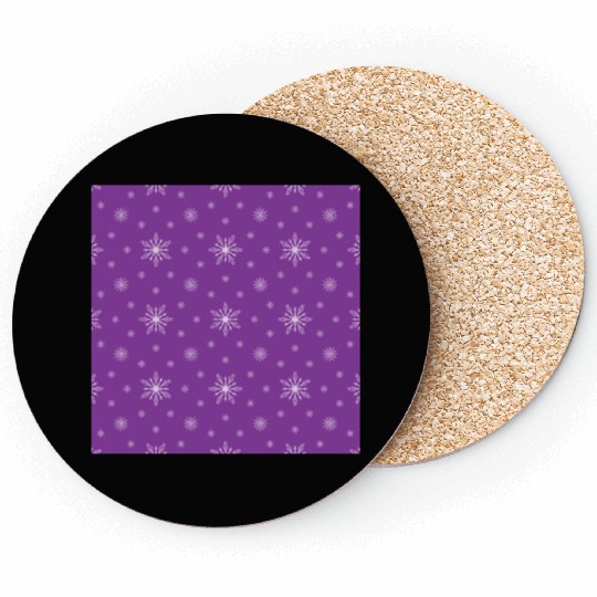 Modern Snowflakes Pattern Purple Coasters
