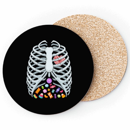Funny Candy Skeleton Rib Cage Halloween Costume Coasters