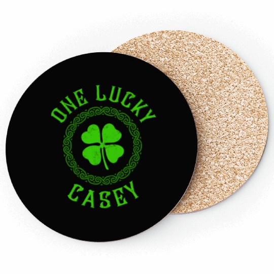 One Lucky Casey Irish Family 4 Leaf Clover Coasters