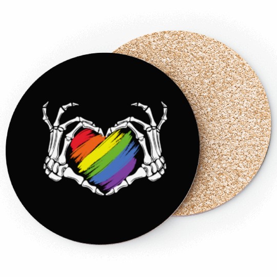 LGBT Gay Pride Zombie Skeleton Hand Heart Hallowee Coasters