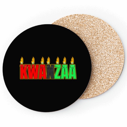 Afro American Candle Kinara Kwanzaa Coasters