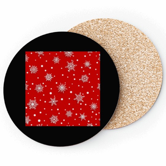 Red Snowflakes Pattern Coasters