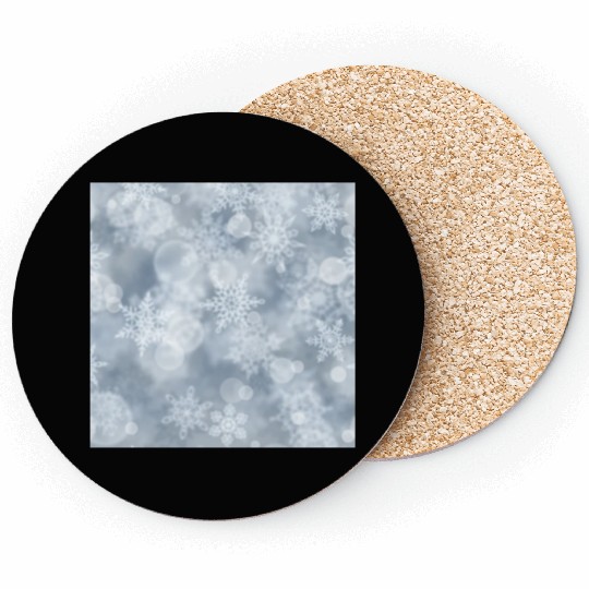Grey White Snowflakes Pattern Coasters